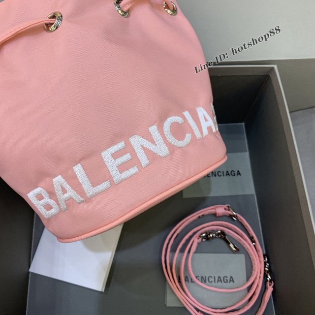 Balenciaga專櫃爆款Balen超輕水桶包 巴黎世家粉色帆布手提包 fyj1500